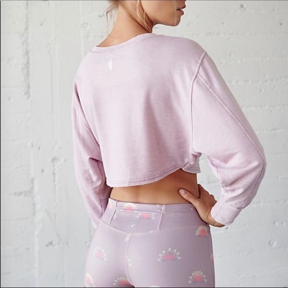 Free People Movement Cottonwood Pink Cropped Zuma Sweatshirt Top - Picture 3 of 12